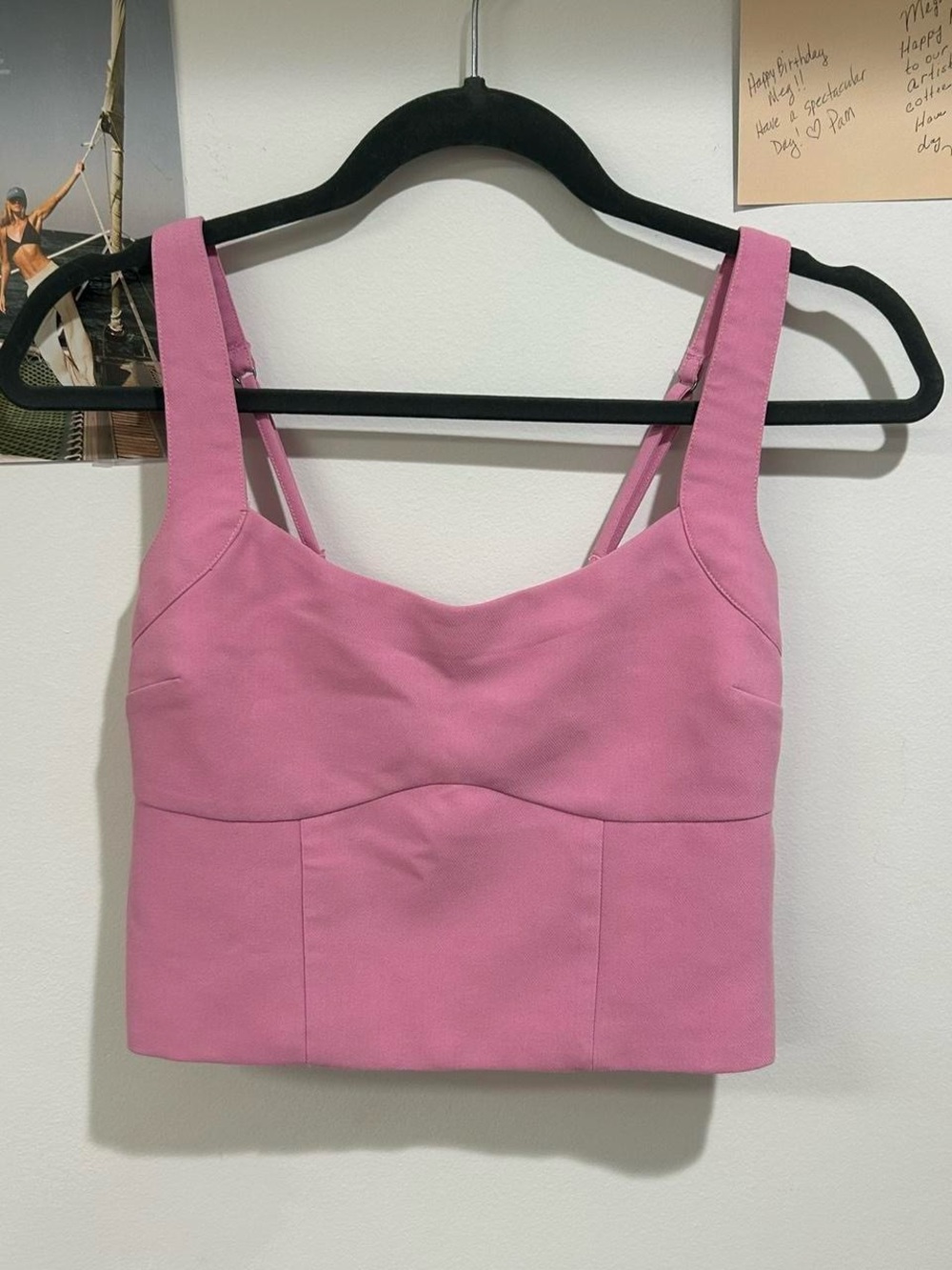 Pink Structured Square‑Neck Crop Top